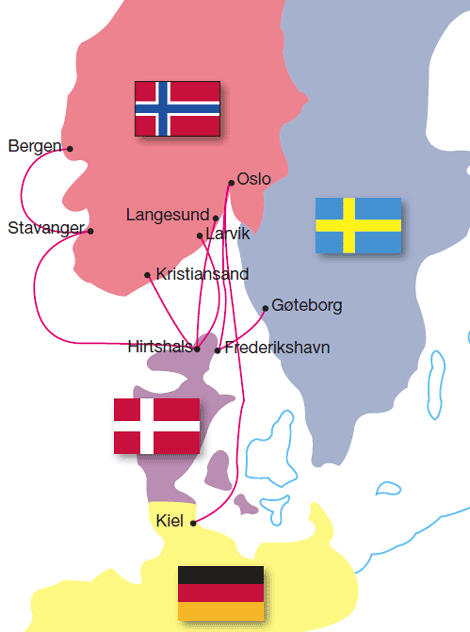 Ferry connections to Norway